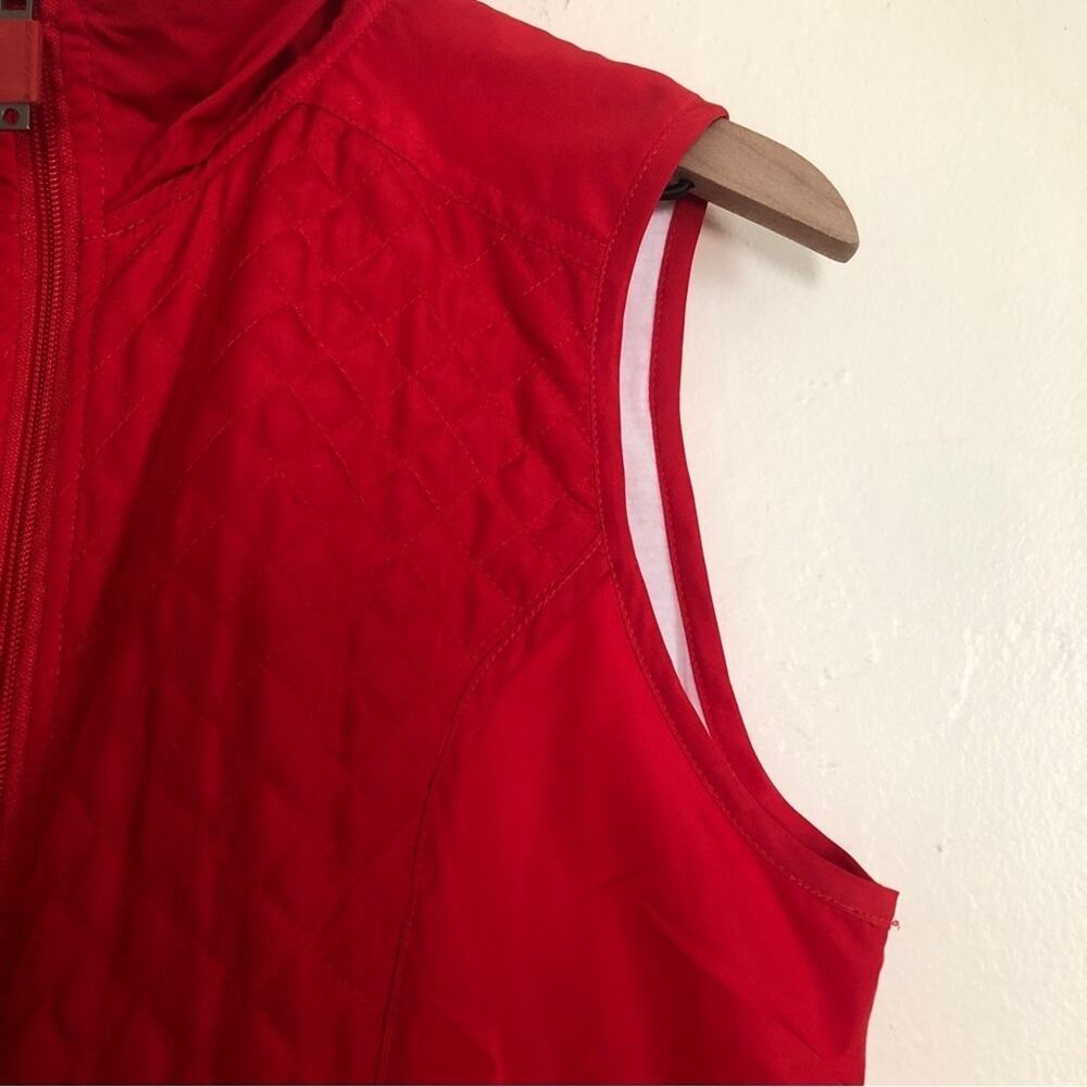 Oleg Cassini Sport Red Quilted Black Sleeveless Windbreaker Vest Jacket Large - Picture 7 of 10